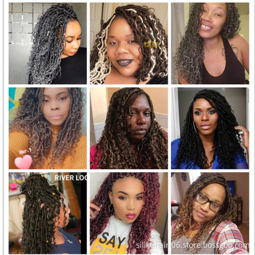 Silike Faux Locs curly Crochet Braids18 Inch Soft Natural Synthetic Hair Extension 12Stands/Pack Goddess Faux Locks Crochet Hair